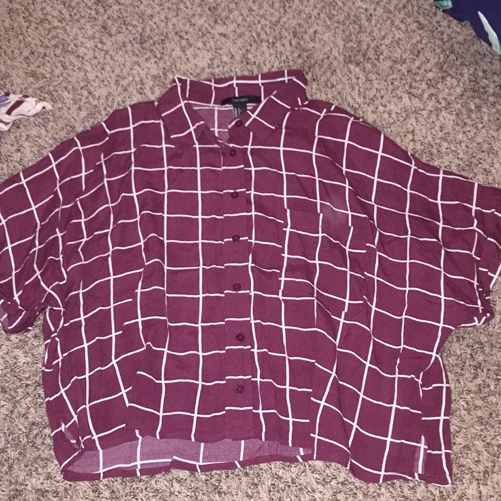 Button up cropped blouse.